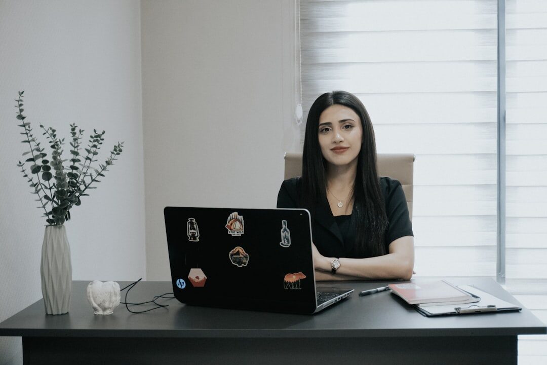 beginner blogger at desk