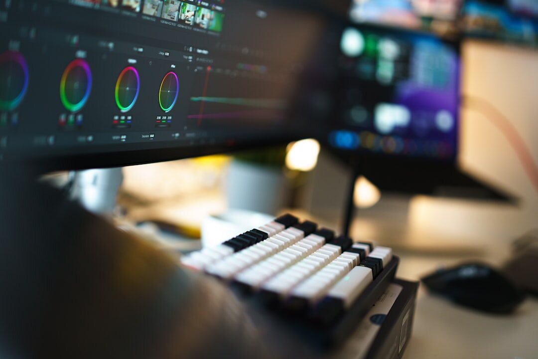 video editor at computer