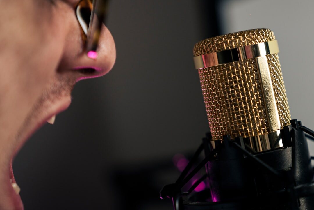 person speaking into microphone